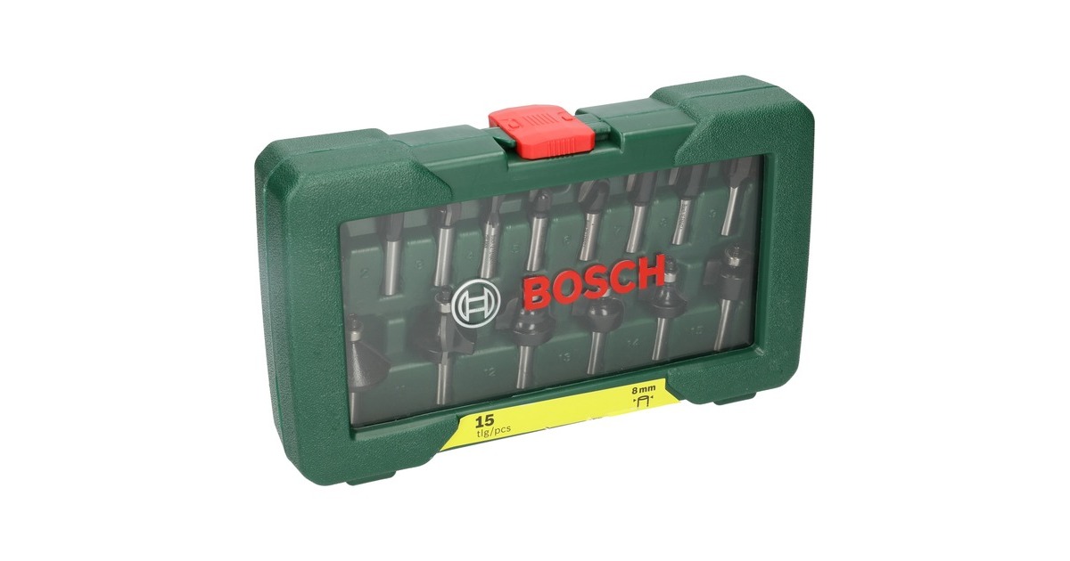 Bosch Wolfram-Carbide-Fräser-Set, 15-teilig(8mm Schaft)