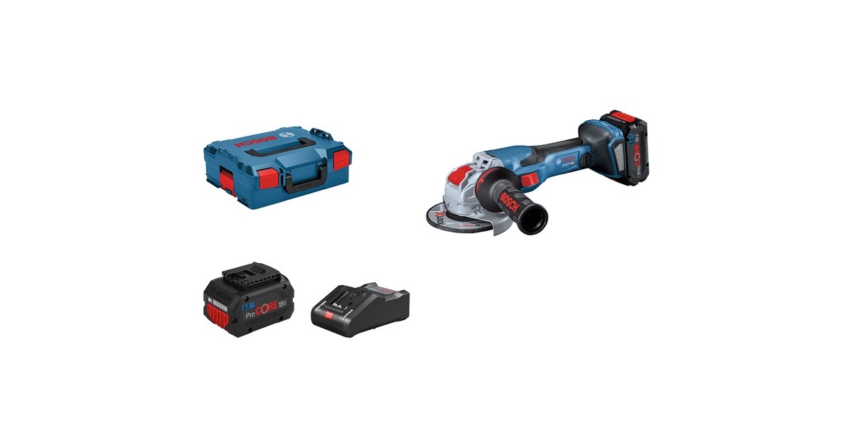 Bosch X-LOCK Akku-Winkelschleifer BITURBO GWX 18V-15 C Professional(blau/schwarz, 2x Akku ProCORE18V 8,0Ah, Bluetooth Modul, in L-BOXX)