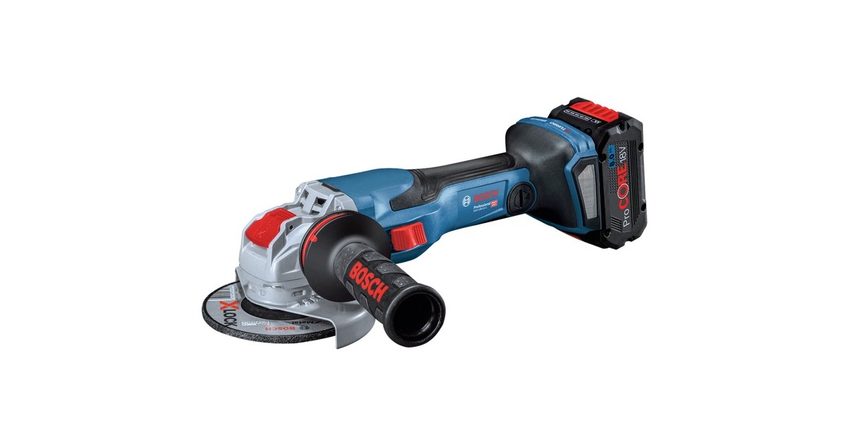 Bosch X-LOCK Akku-Winkelschleifer BITURBO GWX 18V-15 C Professional(blau/schwarz, 2x Akku ProCORE18V 8,0Ah, Bluetooth Modul, in L-BOXX)