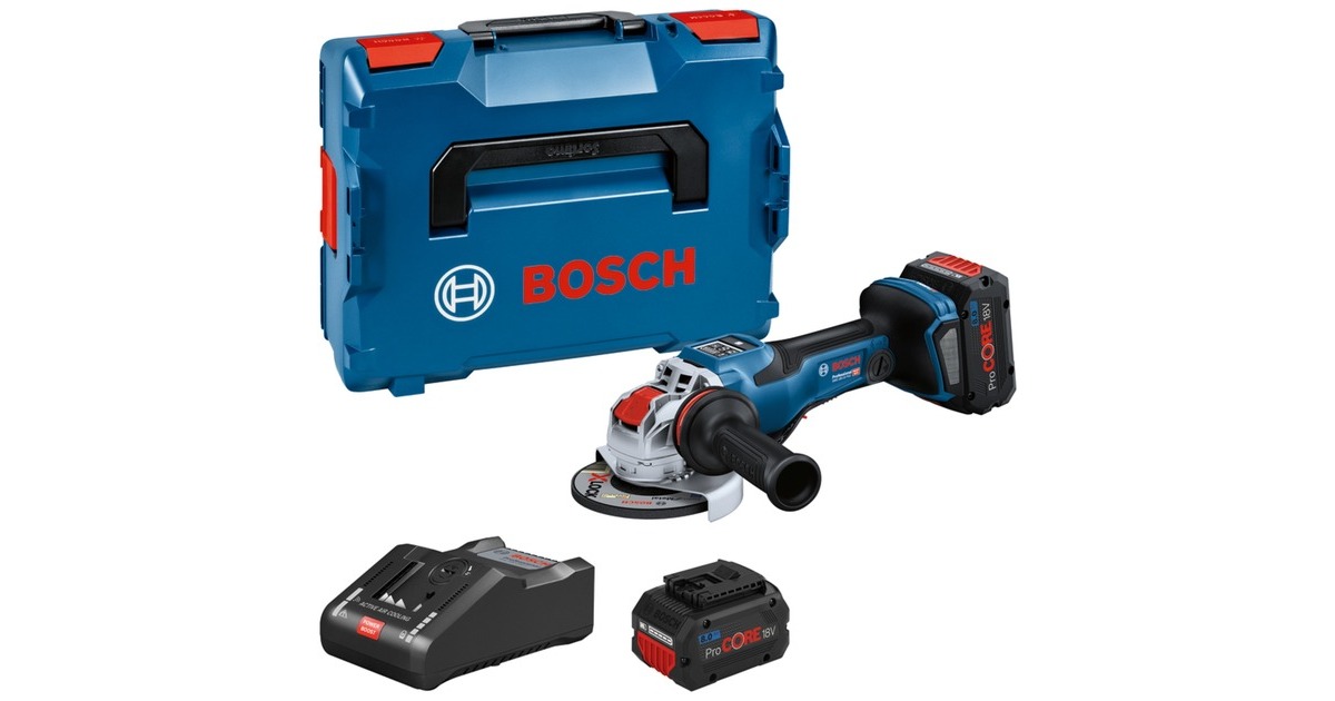 Bosch X-LOCK Akku-Winkelschleifer BITURBO GWX 18V-15 PSC Professional(blau/schwarz, 2x Akku ProCORE18V 8,0Ah, Bluetooth Modul, in L-BOXX)