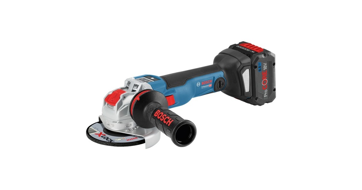 Bosch X-LOCK Akku-Winkelschleifer GWX 18V-10 SC Professional(blau/schwarz, 2x Akku ProCORE18V 5,5Ah, Bluetooth Modul, L-BOXX)