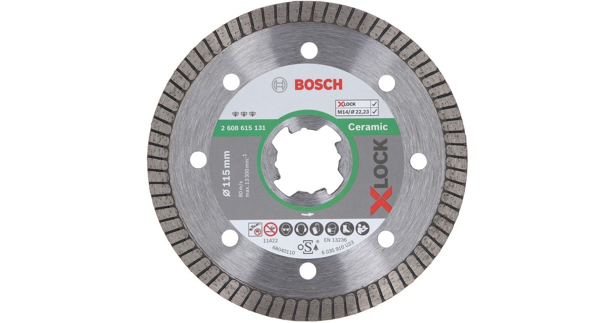 Bosch X-LOCK Diamanttrennscheibe Best for Ceramic Extra Clean Turbo, Ø 115mm(Bohrung 22,23mm)