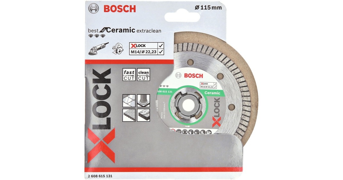 Bosch X-LOCK Diamanttrennscheibe Best for Ceramic Extra Clean Turbo, Ø 115mm(Bohrung 22,23mm)