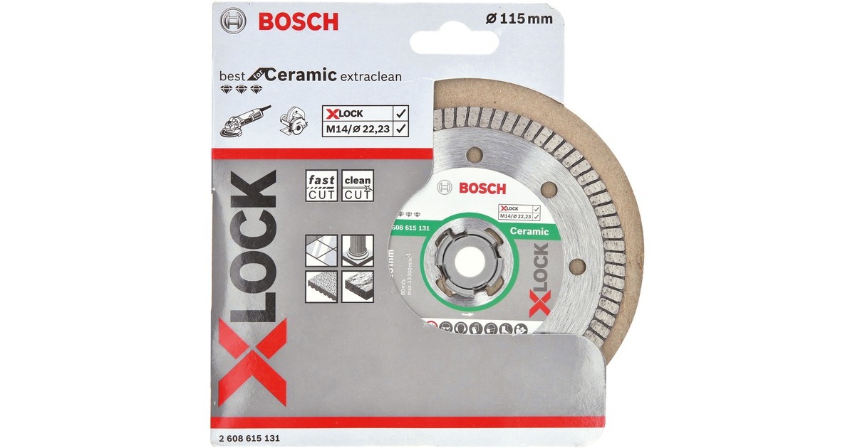 Bosch X-LOCK Diamanttrennscheibe Best for Ceramic Extra Clean Turbo, Ø 115mm(Bohrung 22,23mm)
