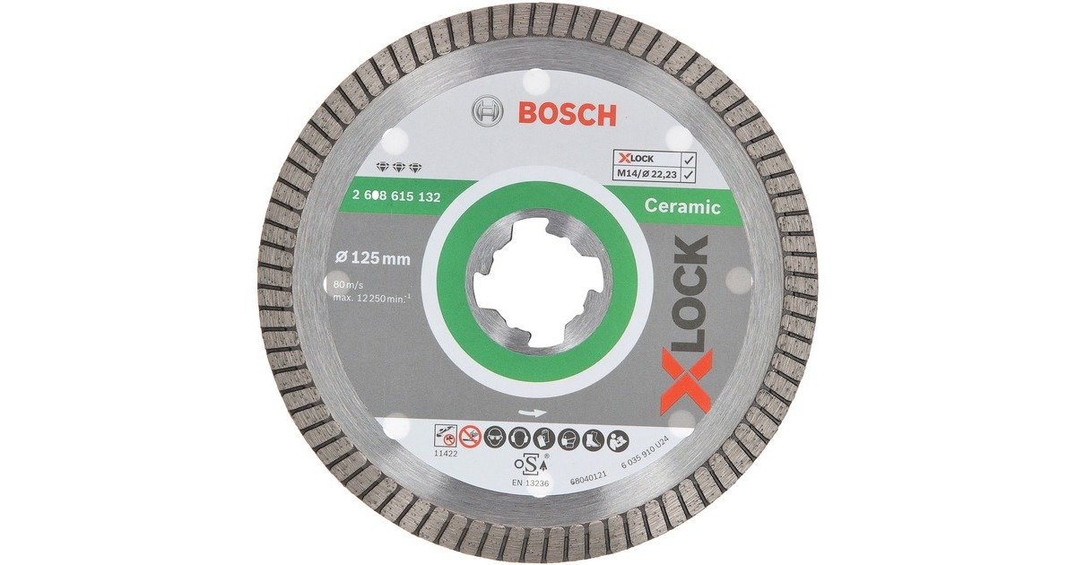 Bosch X-LOCK Diamanttrennscheibe Best for Ceramic Extra Clean Turbo, Ø 125mm(Bohrung 22,23mm)