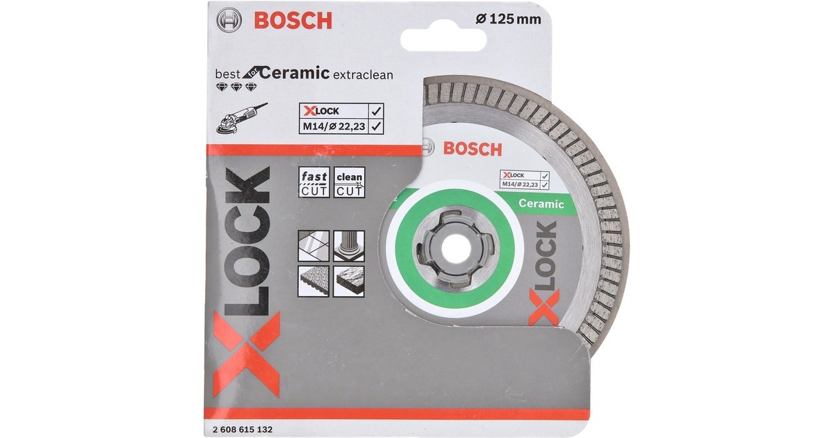 Bosch X-LOCK Diamanttrennscheibe Best for Ceramic Extra Clean Turbo, Ø 125mm(Bohrung 22,23mm)