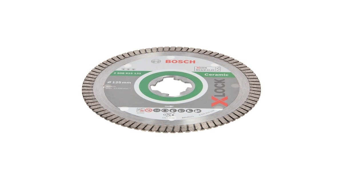 Bosch X-LOCK Diamanttrennscheibe Best for Ceramic Extra Clean Turbo, Ø 125mm(Bohrung 22,23mm)