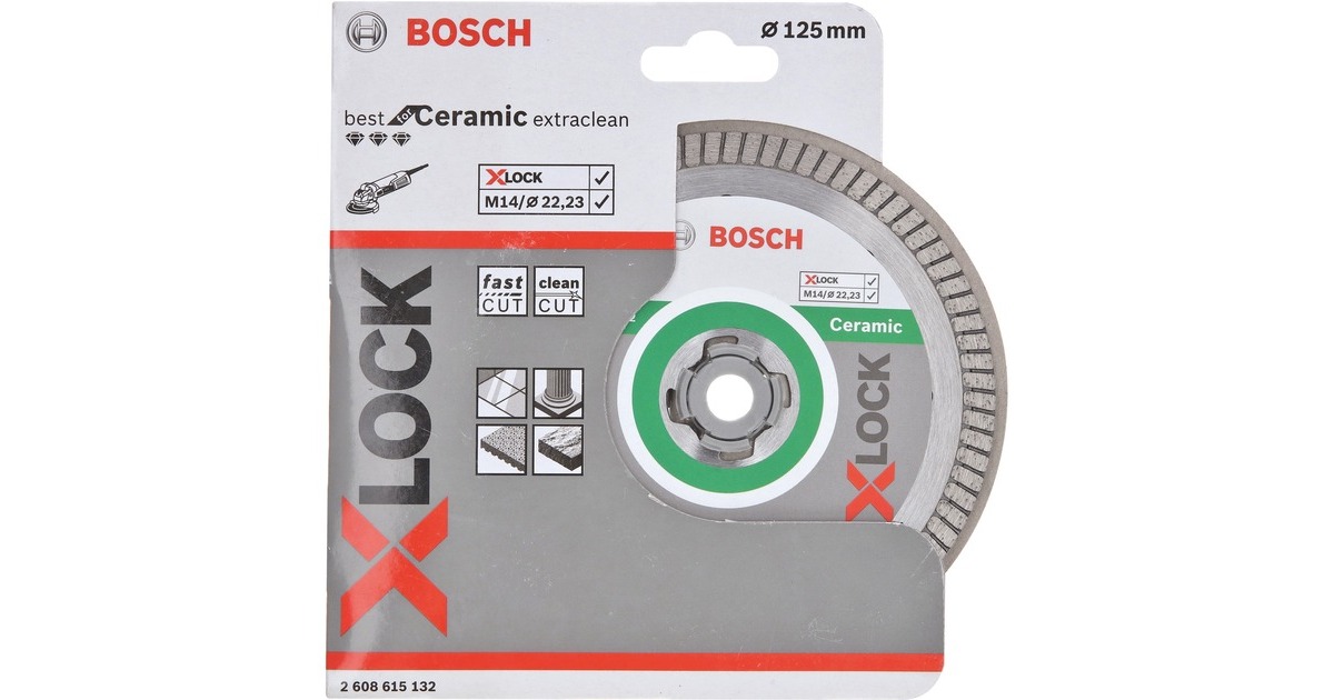 Bosch X-LOCK Diamanttrennscheibe Best for Ceramic Extra Clean Turbo, Ø 125mm(Bohrung 22,23mm)