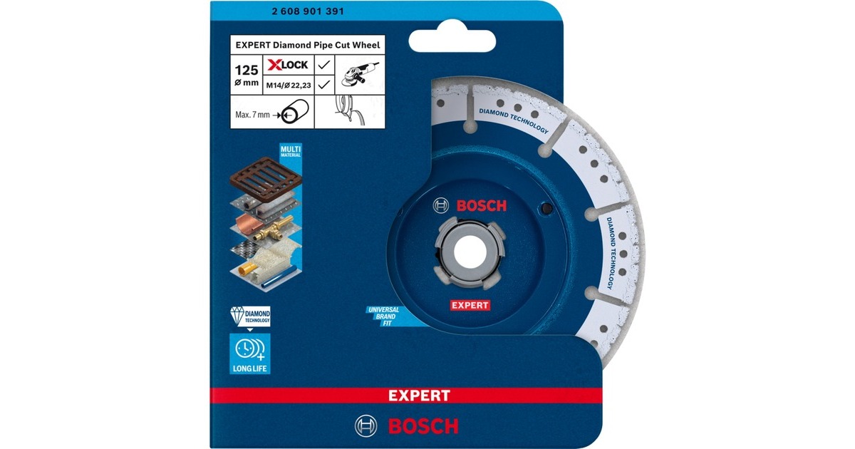 Bosch X-LOCK Diamanttrennscheibe EXPERT Diamond Pipe Cut Wheel, Ø 125mm(Bohrung 22,23mm)