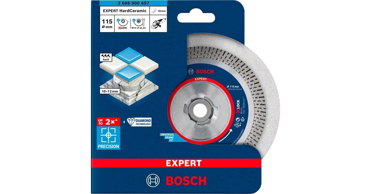 Bosch X-LOCK Diamanttrennscheibe Expert HardCeramic, Ø 115mm(Bohrung 22,23mm)