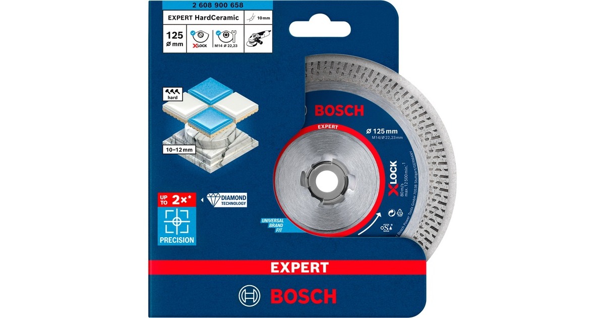 Bosch X-LOCK Diamanttrennscheibe Expert HardCeramic, Ø 125mm(Bohrung 22,23mm)