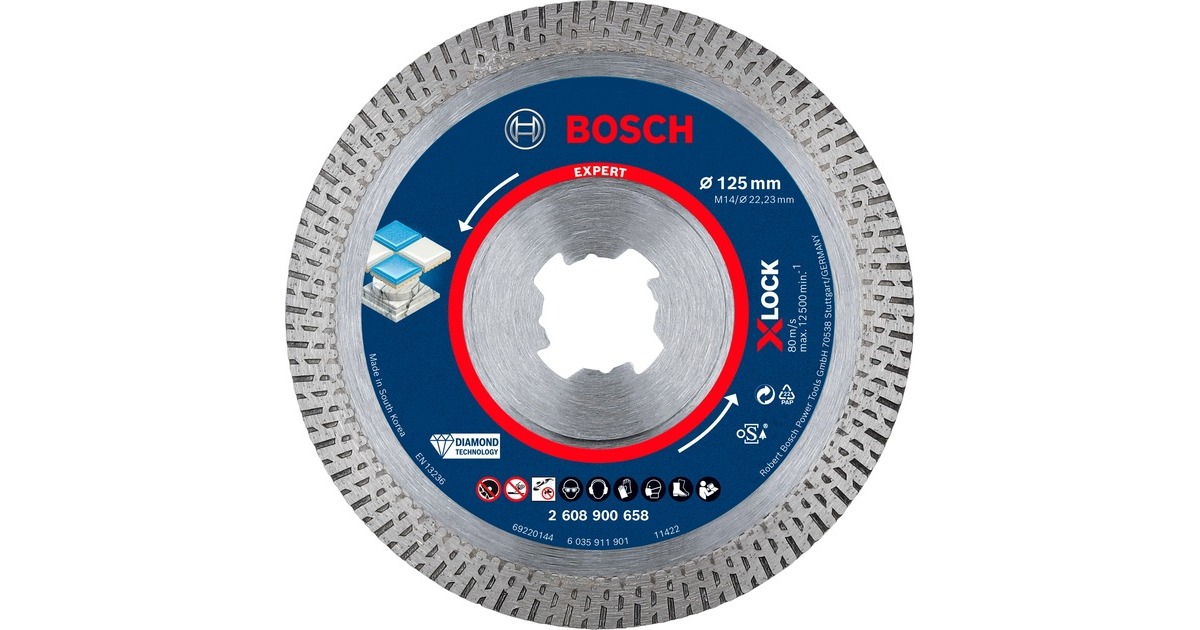 Bosch X-LOCK Diamanttrennscheibe Expert HardCeramic, Ø 125mm(Bohrung 22,23mm)