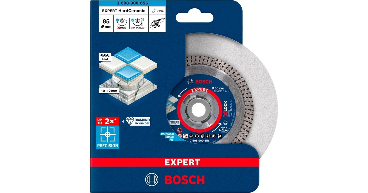 Bosch X-LOCK Diamanttrennscheibe Expert HardCeramic, Ø 85mm(Bohrung 22,23mm)