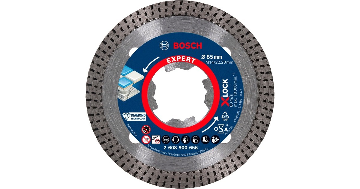 Bosch X-LOCK Diamanttrennscheibe Expert HardCeramic, Ø 85mm(Bohrung 22,23mm)