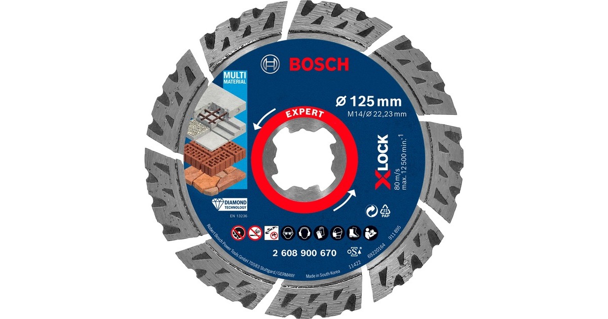 Bosch X-LOCK Diamanttrennscheibe Expert MultiMaterial, Ø 125mm(Bohrung 22,23mm)