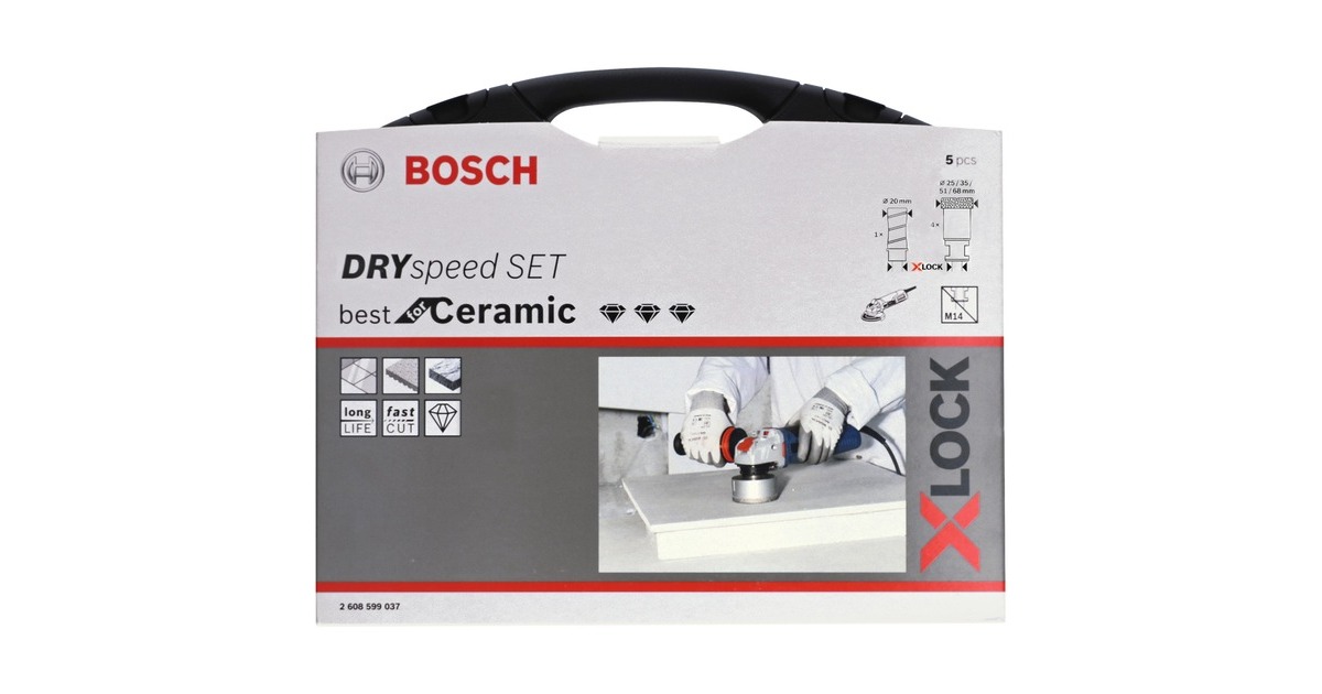 Bosch X-LOCK Diamanttrockenbohrer-Set Best for Ceramic Dry Speed, Bohrer-Satz(5-teilig, Ø 20 - 68mm)