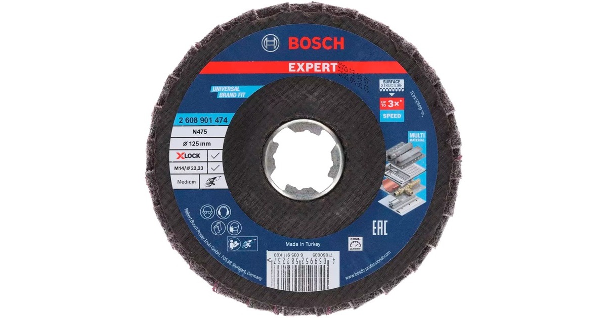 Bosch X-LOCK Fächerscheibe EXPERT N475 SCM, Ø 125mm, Schleifscheibe(Bohrung 22,23mm, Medium)
