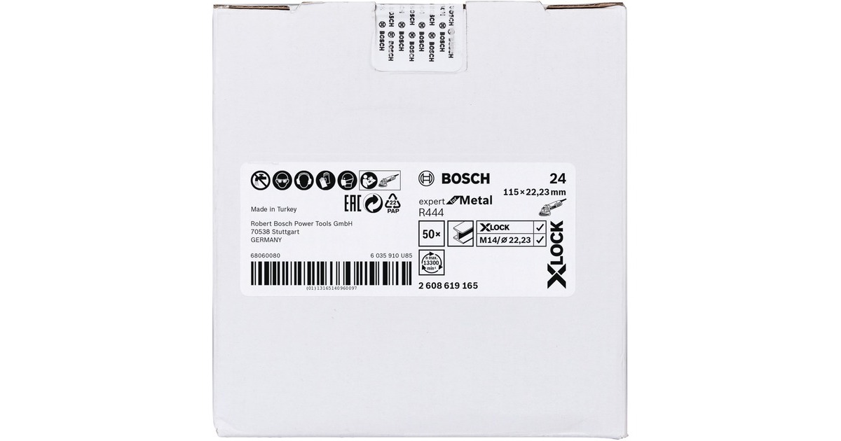 Bosch X-LOCK Fiberschleifscheibe R444 Expert for Metal, Ø 115mm, K24(Bohrung 22,23mm)