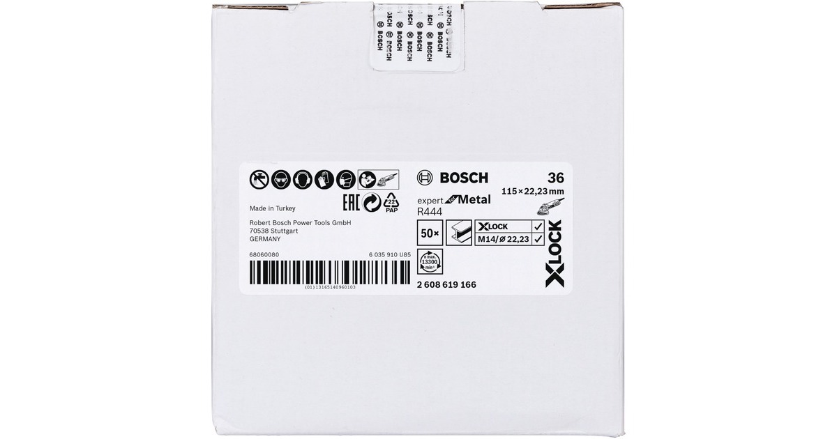 Bosch X-LOCK Fiberschleifscheibe R444 Expert for Metal, Ø 115mm, K36(Bohrung 22,23mm)