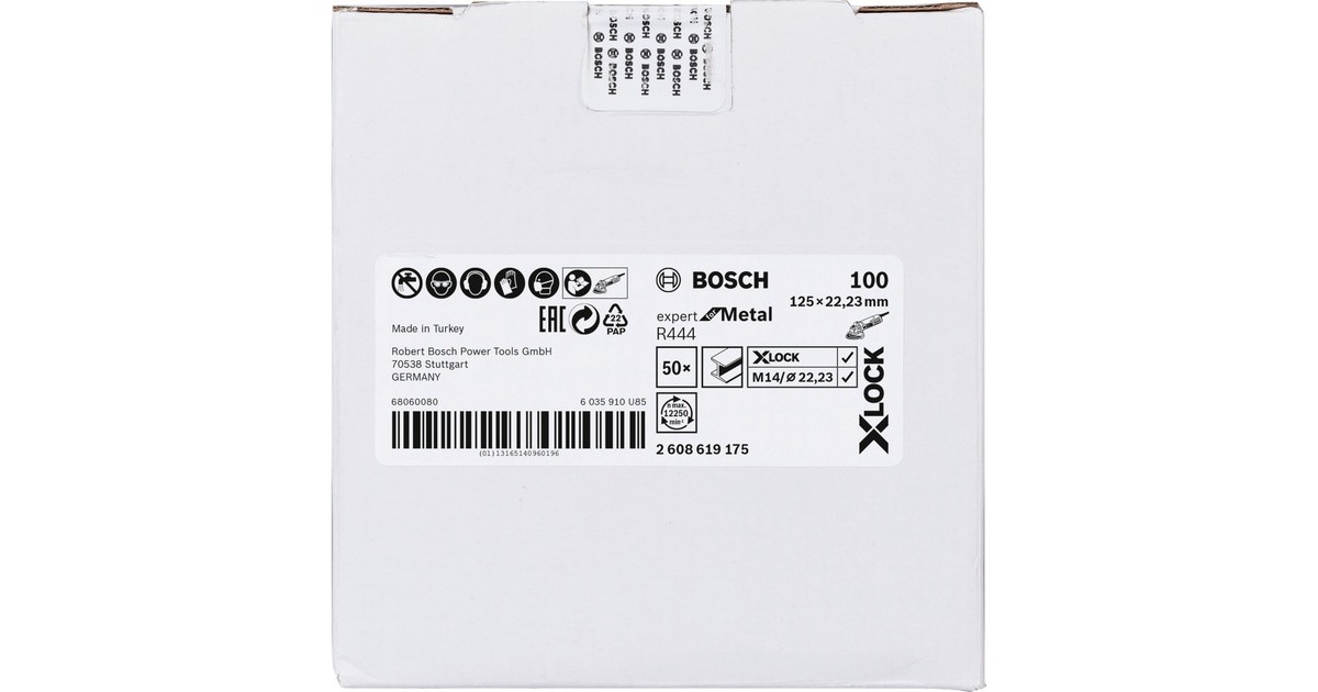 Bosch X-LOCK Fiberschleifscheibe R444 Expert for Metal, Ø 125mm, K100(Bohrung 22,23mm)