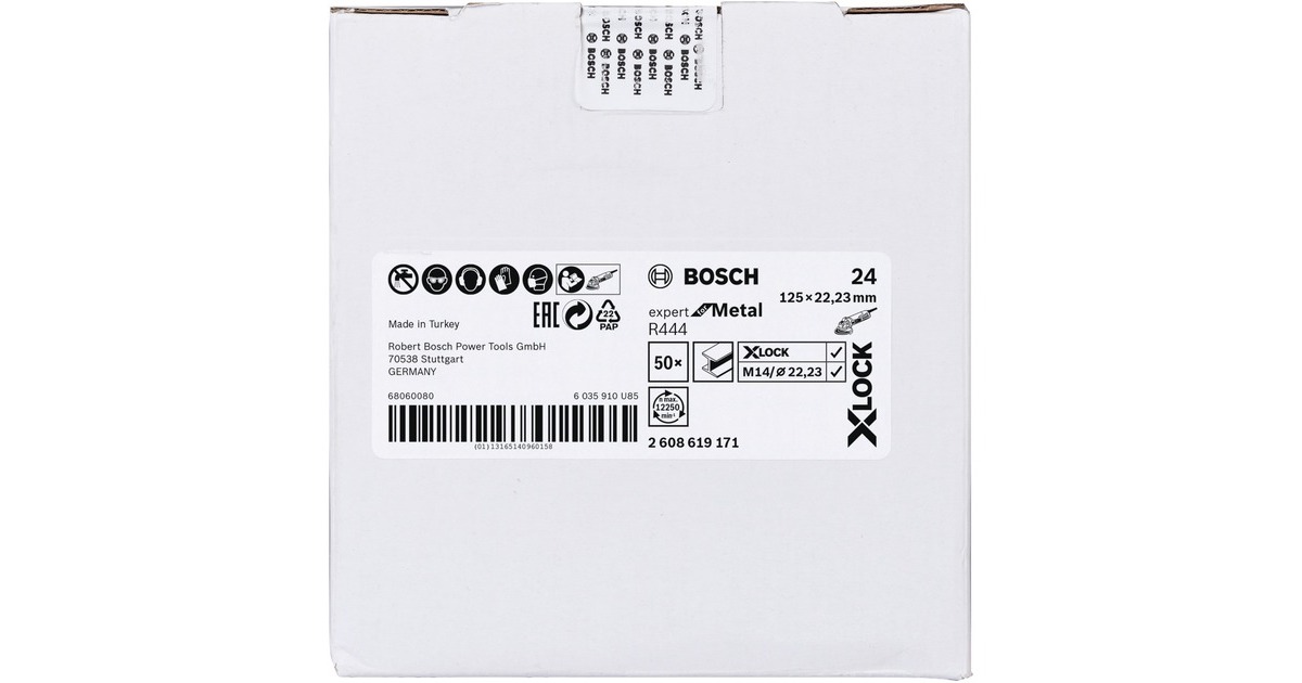 Bosch X-LOCK Fiberschleifscheibe R444 Expert for Metal, Ø 125mm, K24(Bohrung 22,23mm)