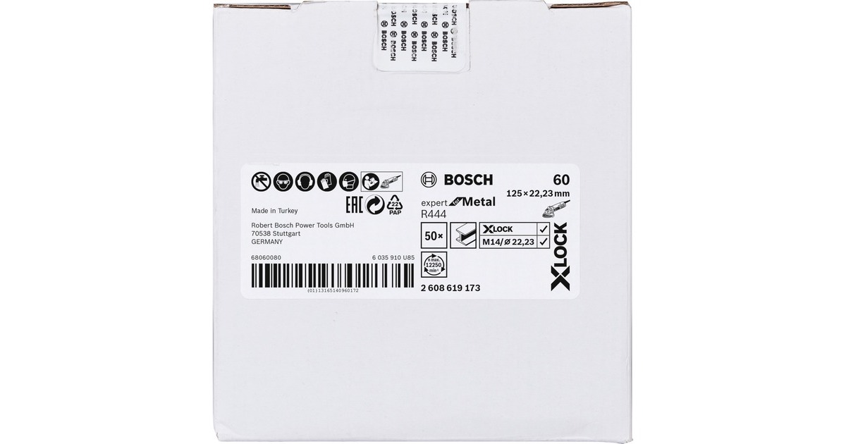 Bosch X-LOCK Fiberschleifscheibe R444 Expert for Metal, Ø 125mm, K60(Bohrung 22,23mm)
