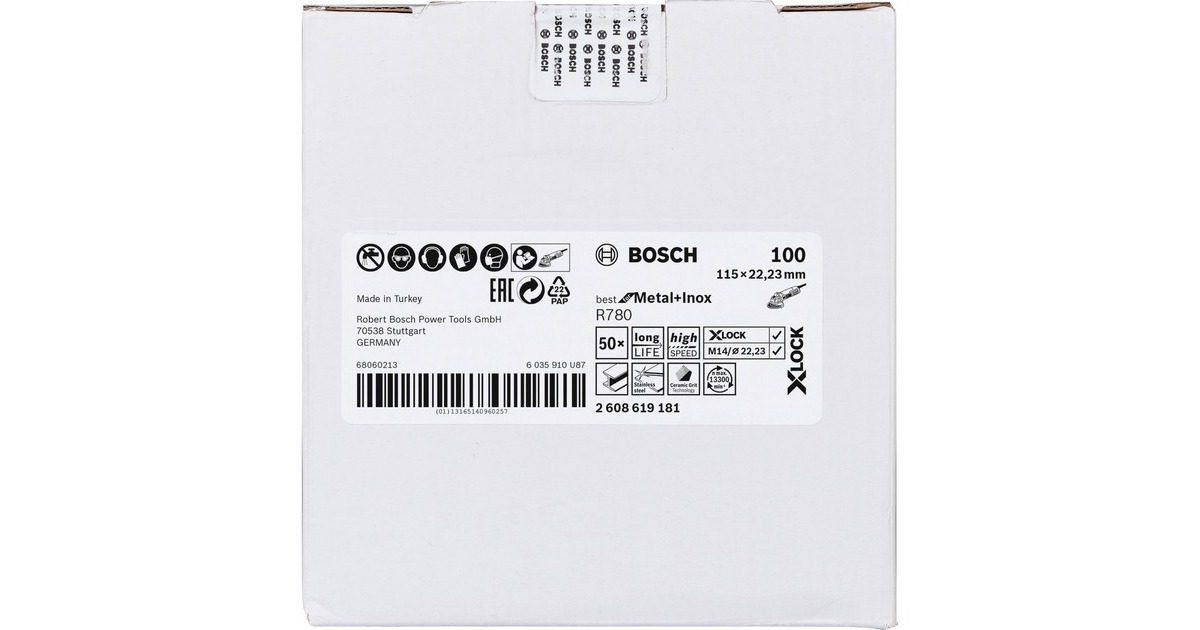 Bosch X-LOCK Fiberschleifscheibe R780 Best for Metal and Inox, Ø 115mm, K100(Bohrung 22,23mm)
