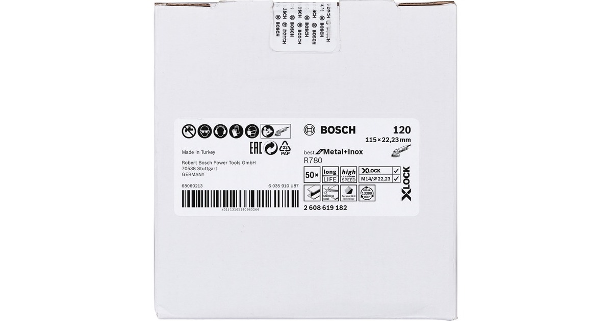 Bosch X-LOCK Fiberschleifscheibe R780 Best for Metal and Inox, Ø 115mm, K120(Bohrung 22,23mm)