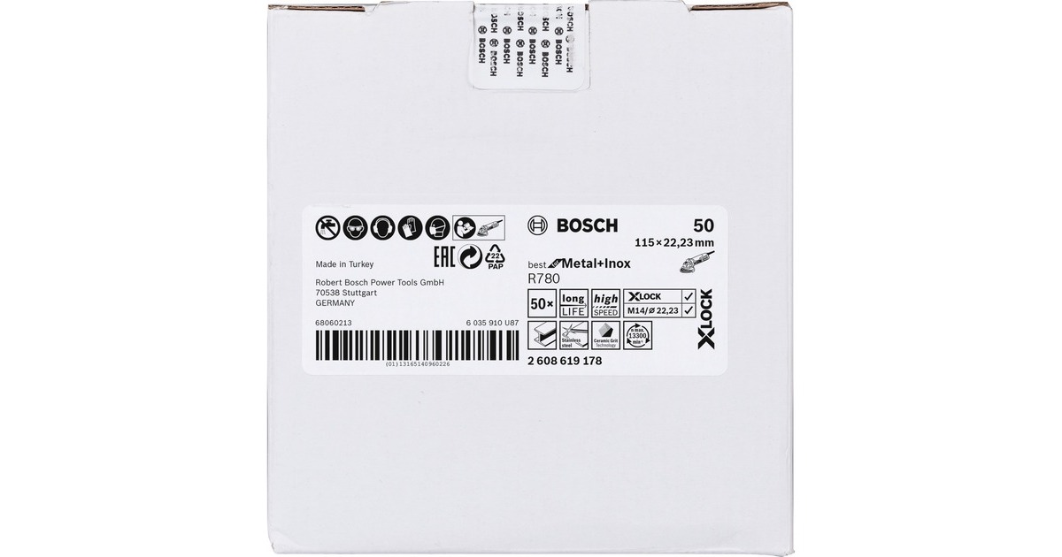 Bosch X-LOCK Fiberschleifscheibe R780 Best for Metal and Inox, Ø 115mm, K50(Bohrung 22,23mm)