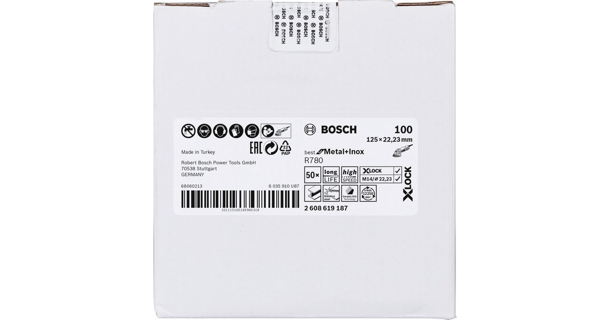 Bosch X-LOCK Fiberschleifscheibe R780 Best for Metal and Inox, Ø 125mm, K100(Bohrung 22,23mm)