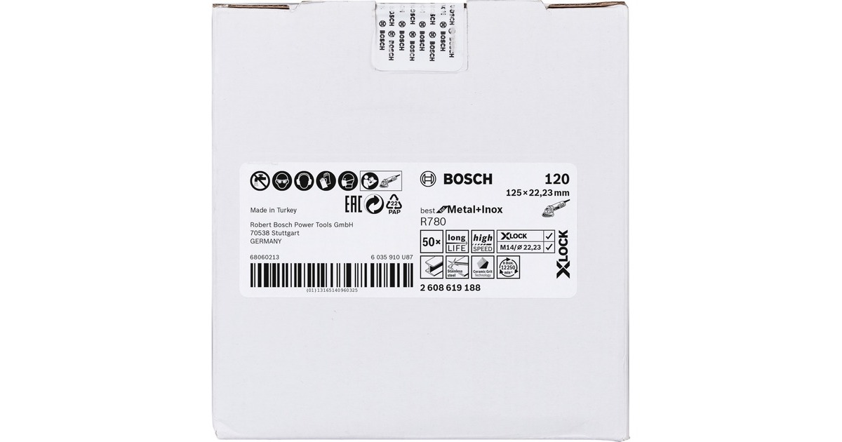 Bosch X-LOCK Fiberschleifscheibe R780 Best for Metal and Inox, Ø 125mm, K120(Bohrung 22,23mm)