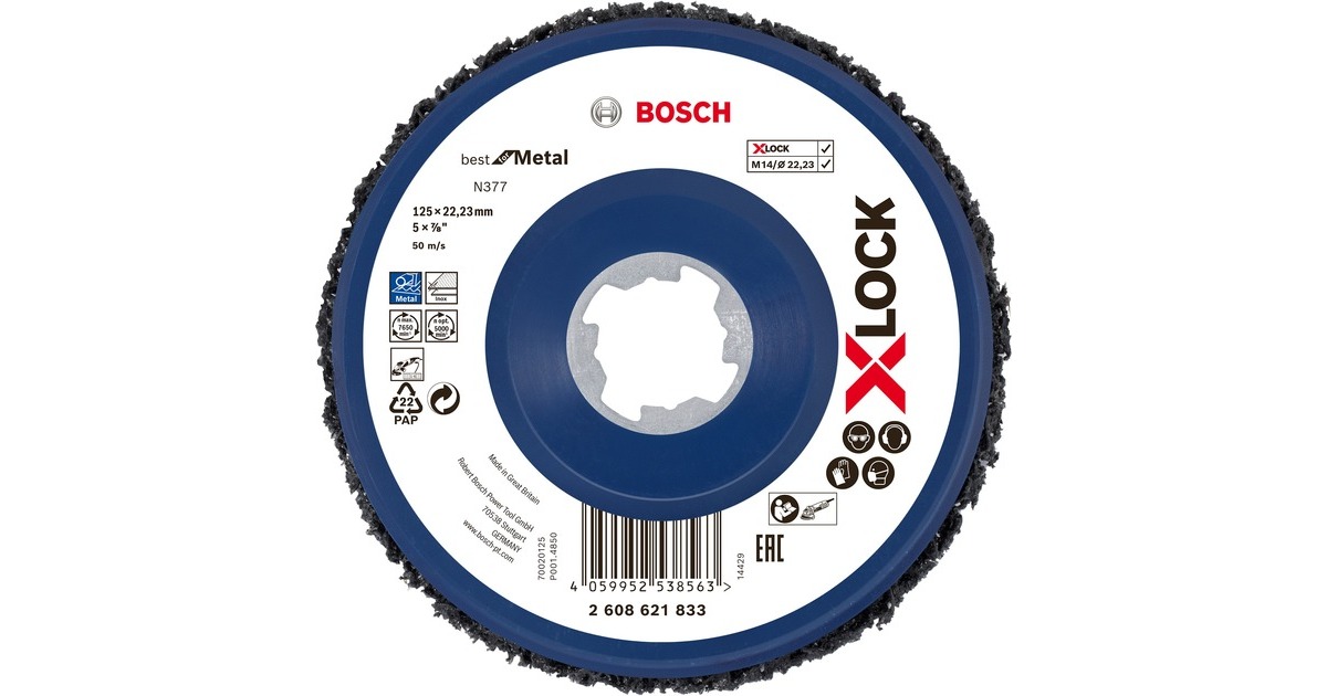 Bosch X-LOCK Grobreinigungsscheibe N377 Best for Metal, Ø 125mm, Schleifscheibe(Bohrung 22,23mm)