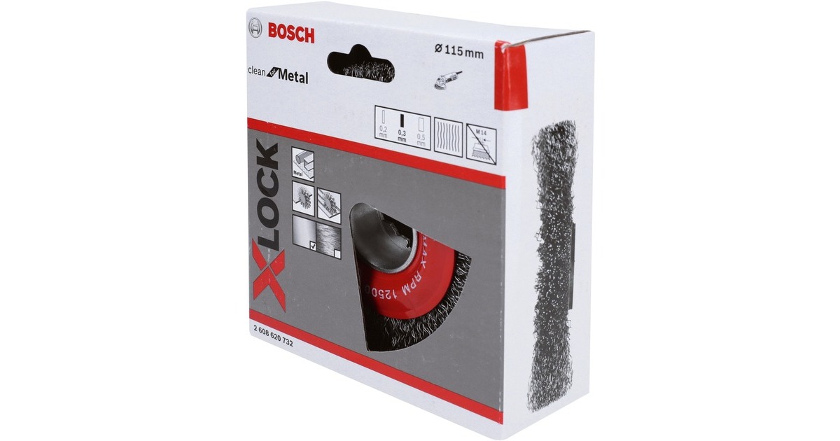 Bosch X-LOCK Scheibenbürste Clean for Metal, Ø 115mm, gewellt(0,3mm Stahldraht, für X-LOCK Winkelschleifer)
