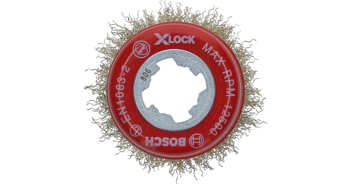 Bosch X-LOCK Topfbürste Clean for Metal, Ø 75mm, gewellt(0,3mm Draht vermessingt, für X-LOCK Winkelschleifer)
