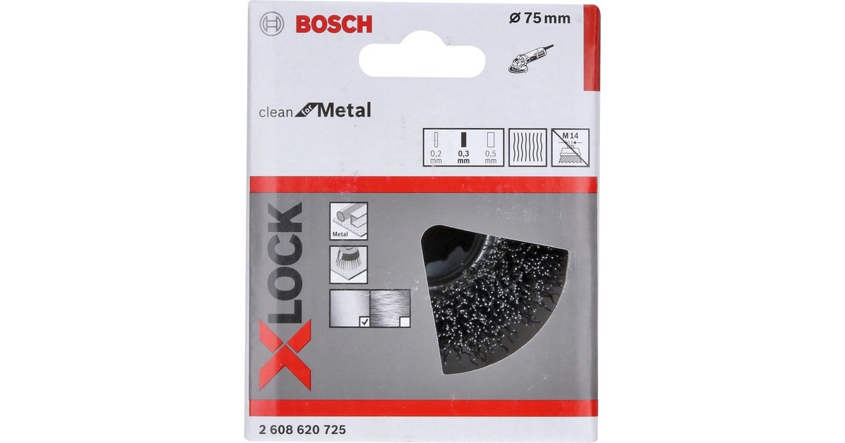 Bosch X-LOCK Topfbürste Clean for Metal, Ø 75mm, gewellt(0,3mm Stahldraht, für X-LOCK Winkelschleifer)