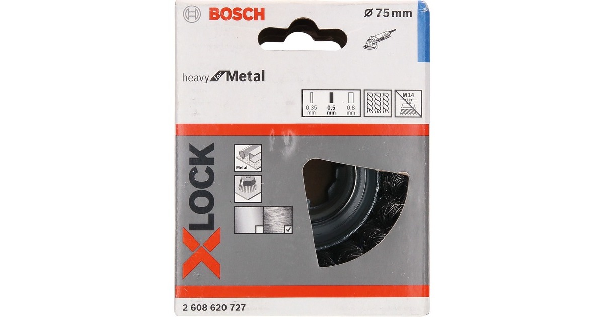 Bosch X-LOCK Topfbürste Heavy for Metal, Ø 75mm, gezopft(0,5mm Stahldraht, für X-LOCK Winkelschleifer)