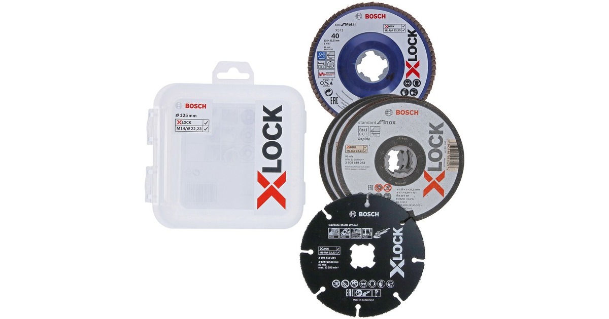 Bosch X-LOCK Trenn- und Fächerschleifscheiben-Set 125mm, CMW, Trennscheibe(5-teilig)