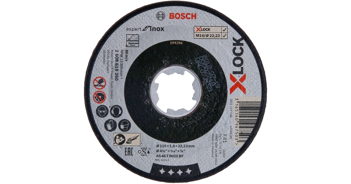 Bosch X-LOCK Trennscheibe Expert for Inox, Ø 115mm(Bohrung 22,23mm, AS 46 T INOX BF, gerade)