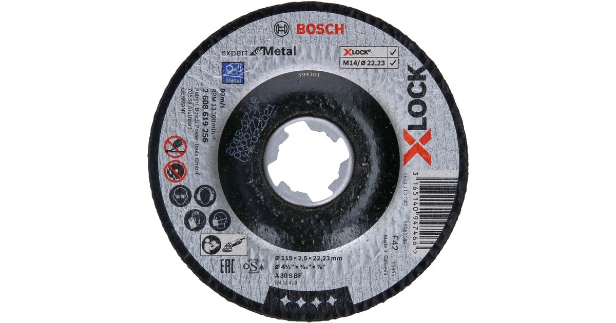 Bosch X-LOCK Trennscheibe Expert for Metal, Ø 115mm(Bohrung 22,23mm, A 30 S BF, gekröpft)
