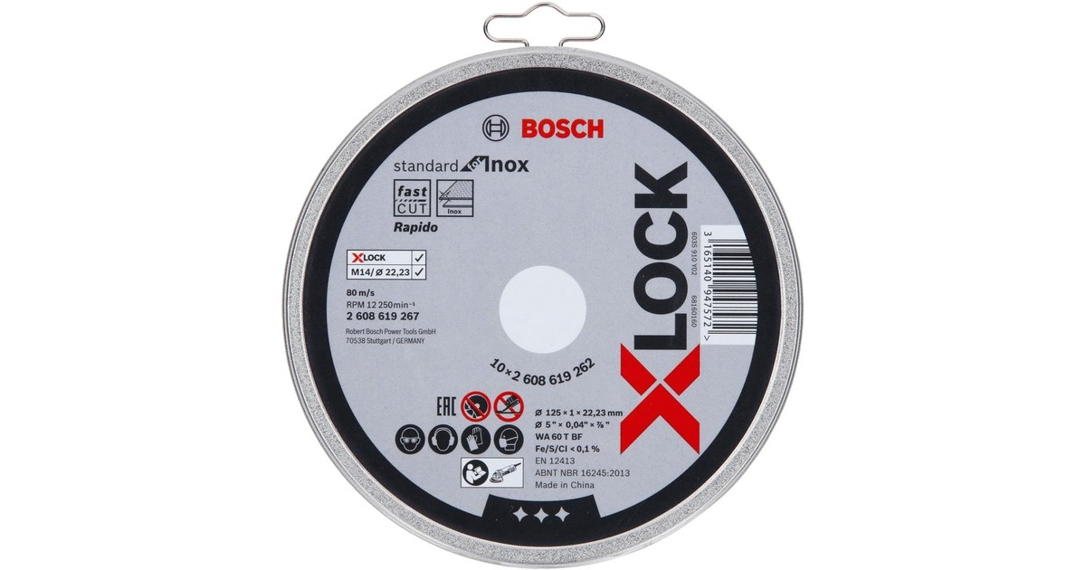 Bosch X-LOCK Trennscheibe Standard for Inox - Rapido, Ø 125mm(Bohrung 22,23mm, WA 60 T BF, gerade)