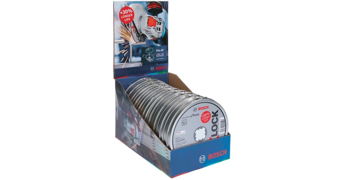 Bosch X-LOCK Trennscheibe Standard for Inox, Ø 125mm(10 Stück, Bohrung 22,23mm, WA 60 T BF, gerade) Bosch X-LOCK Trennscheibe Standard for Inox, Ø 125mm(10 Stück, Bohrung 22,23mm, WA 60 T BF, gerade)