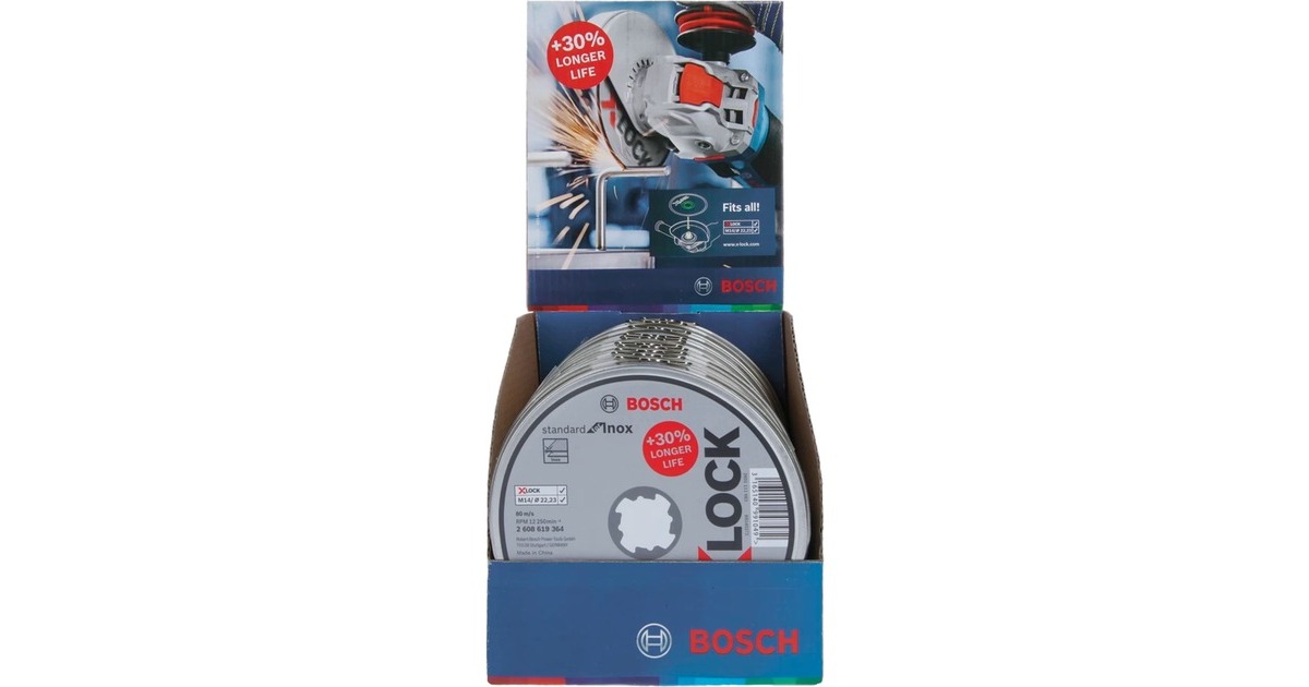 Bosch X-LOCK Trennscheibe Standard for Inox, Ø 125mm(10 Stück, Bohrung 22,23mm, WA 60 T BF, gerade)