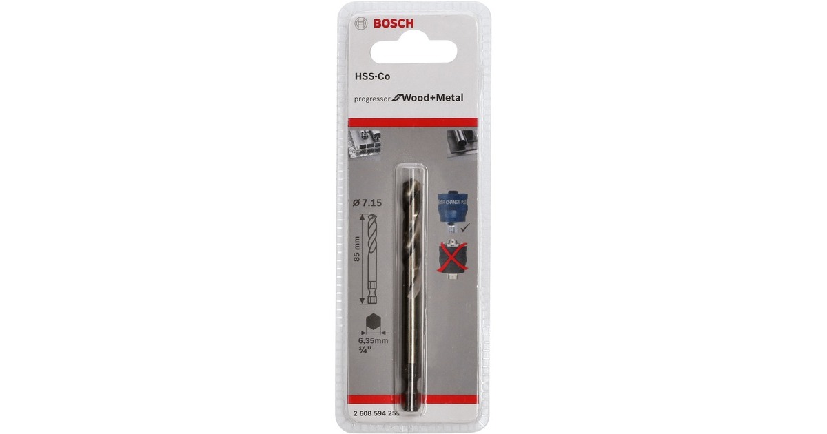 Bosch Zentrierbohrer Plus HSS-Co, Ø 7,15mm x 85mm(für Lochsägen)