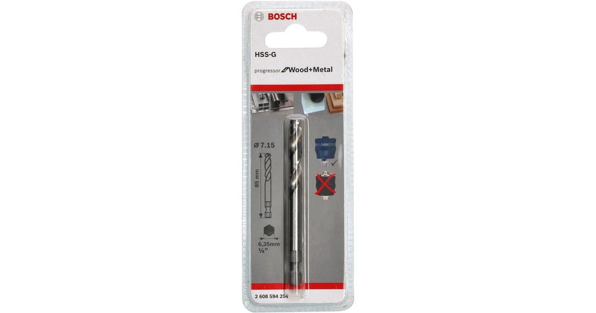 Bosch Zentrierbohrer Plus HSS-G, Ø 7,15mm x 85mm(für Lochsägen)