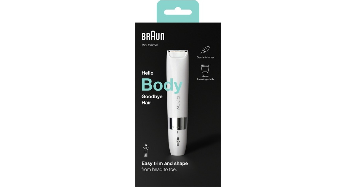 Braun Body BS1000 Mini-Körperhaartrimmer, Haarentferner(weiß/chrom)