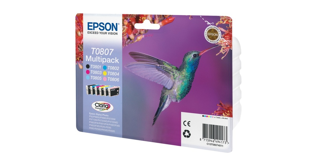 Epson Multipack 6-colours T0807 Claria Photographic Ink, Tinte(Retail)