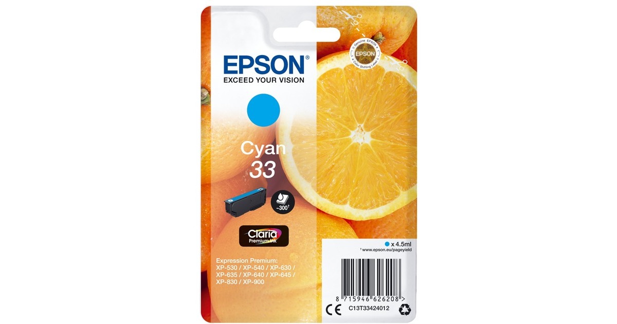Epson Tinte cyan 33 (C13T33424012)(Claria Premium)