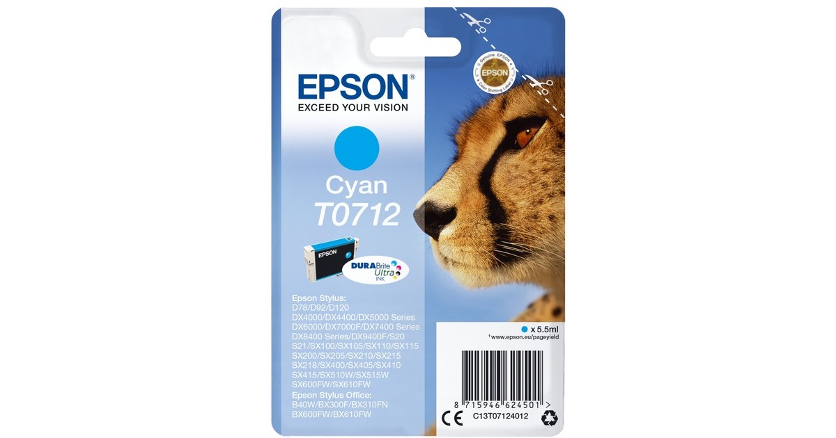 Epson Tinte cyan T0712 (C13T07124012)(DURABrite)
