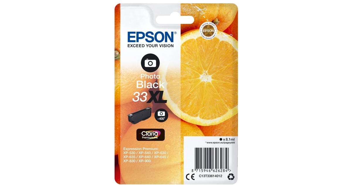 Epson Tinte photoschwarz 33 XL (C13T33614012)(Claria Premium)