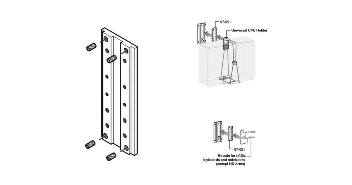 Ergotron Befestigungssatz für Alu Schiene, Befestigung/Montage(aluminium)